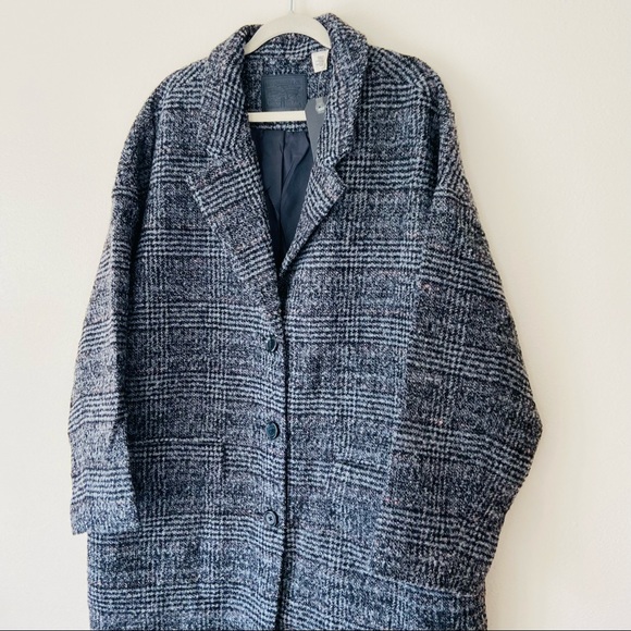 New Levi’s Wool Plaid Design Cocoon Classic Relaxed Fit Coat - Picture 13 of 14